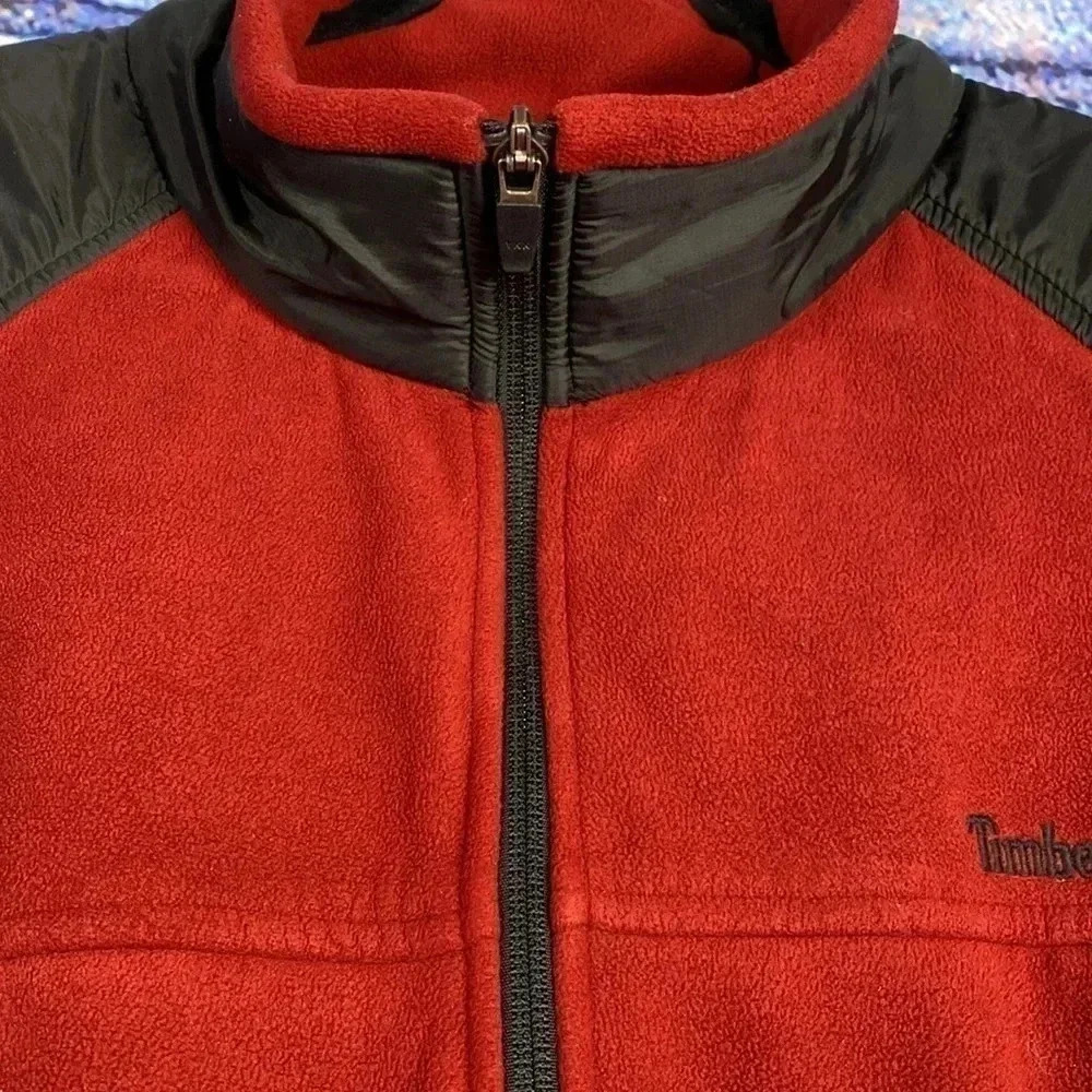 Timberland Men’s Fleece Performance Jacket Red Black XL - Picture 8 of 9